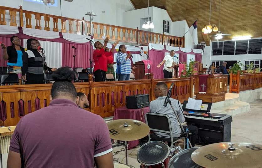 Worship team leading praise and worship
